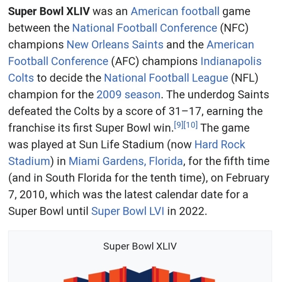 SUPER BOWL XLIV 44 Colts Saints short sleeve graphic tee 2010 NFL Lg So. Florida - Picture 4 of 9